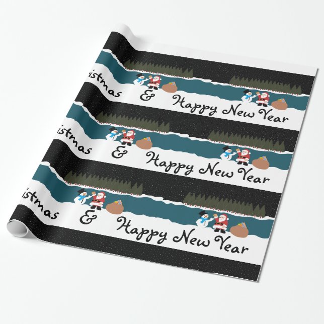 Papel De Presente Papai noel Presente Para Papel De Molho De Neve (Desenrolado)