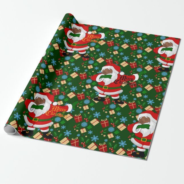 Papel De Presente papai noel preto de toque ligeiro (Desenrolado)