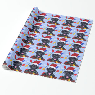 Papel De Presente Papai noel preto do Natal do filhote de cachorro