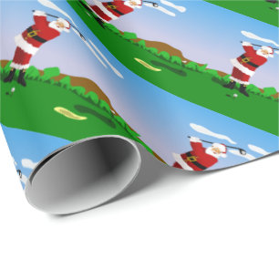 Papel De Presente Papai noel que joga o golfe