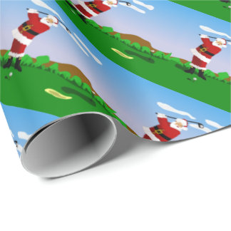 Papel De Presente Papai noel que joga o golfe