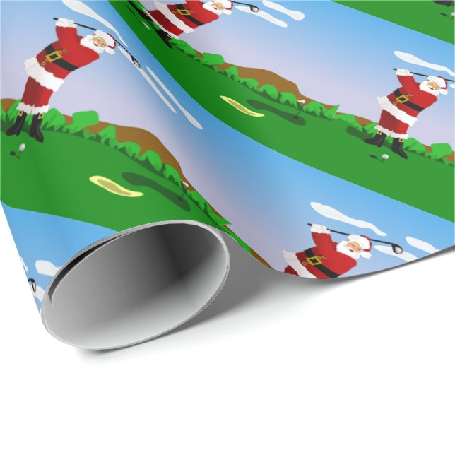 Papel De Presente Papai noel que joga o golfe (Ponta do rolo)