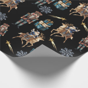 Papel De Presente Papai Noel quebra-nozes festivo estrela cadente