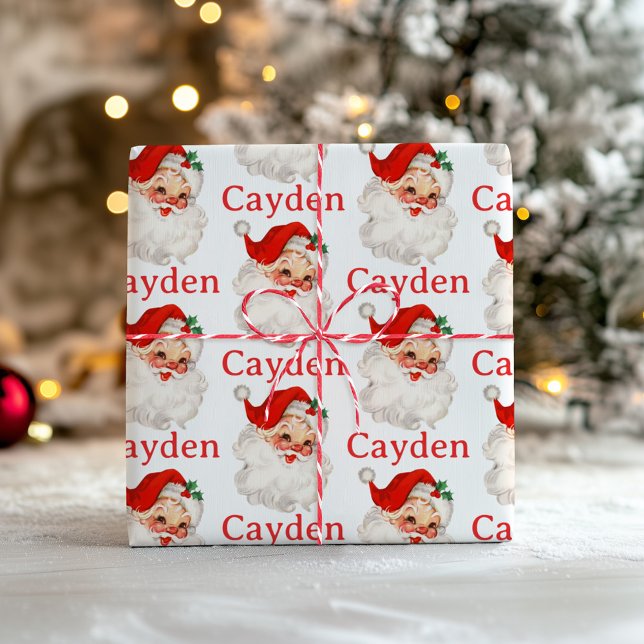 Papel De Presente Papai Noel retrô personalizado (Criador carregado)