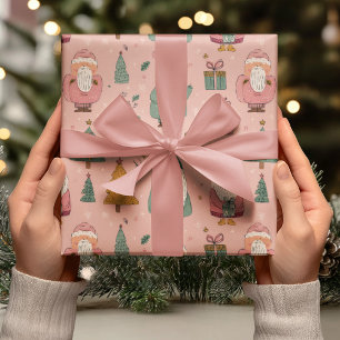 Papel De Presente Papai Noel Rosa Caprichoso