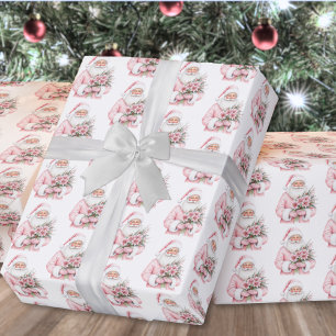 Papel De Presente Papai Noel Rosa Natal