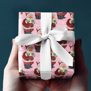 Papel De Presente Papai Noel Rosa Rosa Vintage Vintage Vintage Vinta