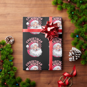 Papel De Presente Papai Noel Rosa Vintage Retro Natal