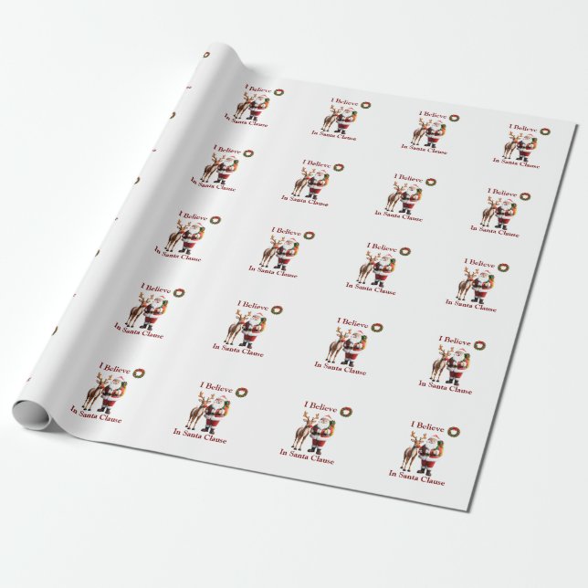 Papel De Presente Papai Noel Rudolf a rena luminosa (Desenrolado)