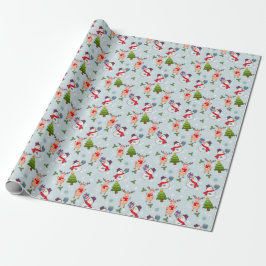 Papel De Presente Papai Noel Rudolph Rena de Nariz Vermelho Bonecos 