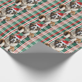 Papel De Presente Papai Noel São Bernardo Cachorro Férias Xadrez Nat