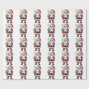 Papel De Presente Papai Noel segurando Matcha Beber Natal