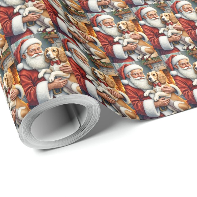 Papel De Presente Papai Noel segurando um Afghan Hound de Natal (Ponta do rolo)