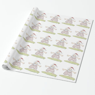 Papel De Presente Papai noel surfando do verão
