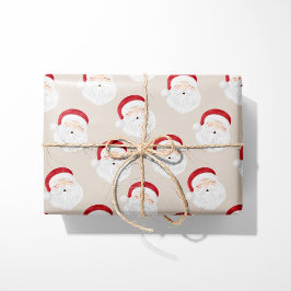 Papel De Presente Papai Noel Vintage Bege