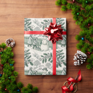 Papel De Presente Papai Noel Vintage Verde e Branco Elegante