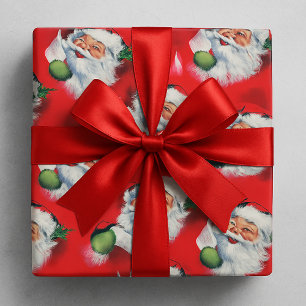 Papel De Presente Papai Noel Vintage Verificando a Lista de Natal
