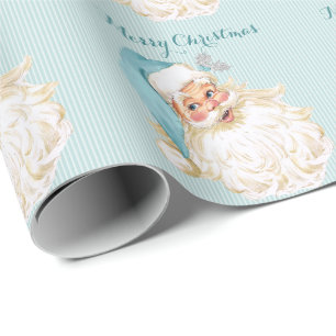 Papel De Presente Papai Noel Vitoriano Vintage Turquesa