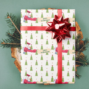 Papel De Presente Papai Noel Voando de Avião, Primeiro Natal, Person