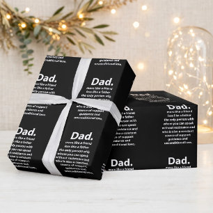 Papel De Presente Papai Preto e Branco Citação de Aniversário