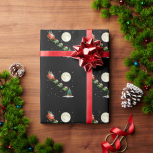 Papel De Presente Papail Noel Trenó Natal Sapo Lua Cheia Noite Nevad