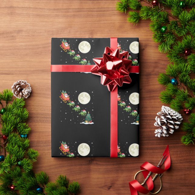 Papel De Presente Papail Noel Trenó Natal Sapo Lua Cheia Noite Nevad (Presente de Natal)