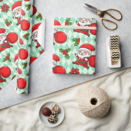 Papel De Presente Papais noeis alegres Holly Natal Holidays Padrão
