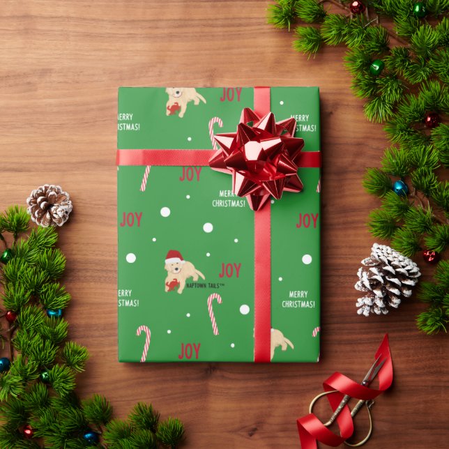 Papel De Presente Papais noeis Cães Caranguejos Canes Dift Quebra Ro (Presente de Natal)
