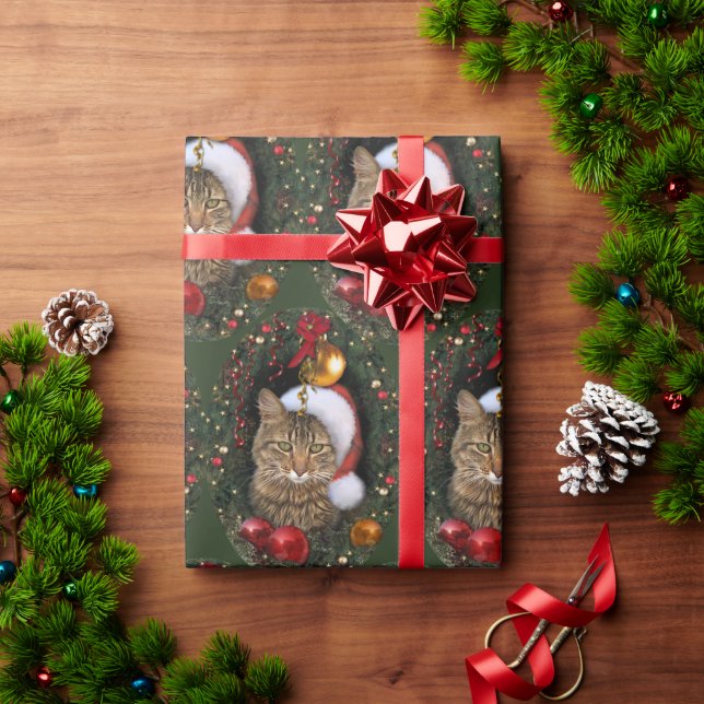 Papel De Presente Papais noeis Cat (Presente de Natal)