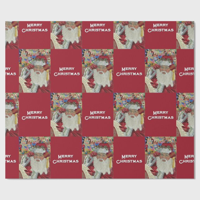 Papel De Presente Papais noeis Clássicos - Verificando A Borgonha De (Aberto)