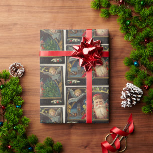 Papel De Presente Papais noeis Clássicos Vintage