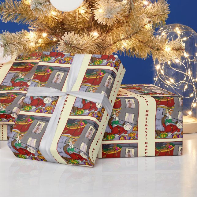 Papel De Presente Papais noeis com a Sra. Papais noeis Papel de enro (Feriados)