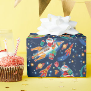 Papel De Presente Papais noeis da Idade do Espaço Natal