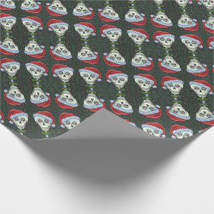 PAPEL DE PRESENTE PAPAIS NOEIS DE CABEÇA DO MORTO CRUZADOS, NATAL S