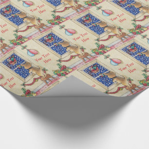 Papel De Presente papais noeis de cachorrinho castanho adormecidos n