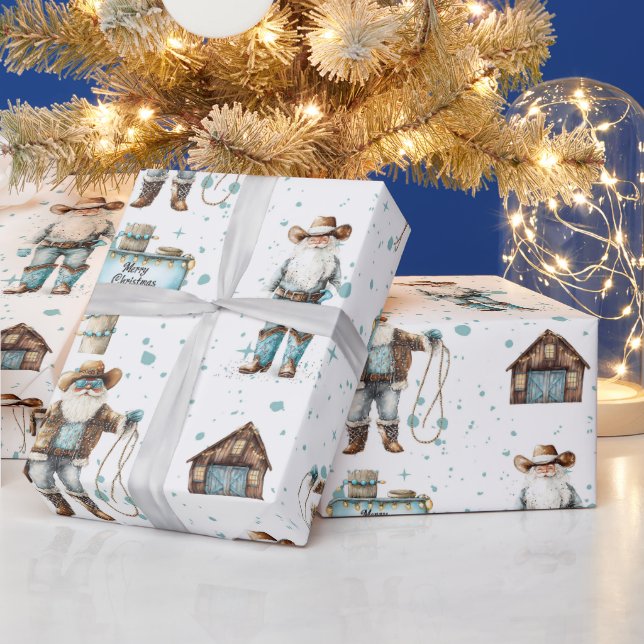 Papel De Presente Papais noeis de cowboy (Feriados)