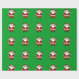 Papel De Presente Papais noeis de desenho animado vermelho Natal ver