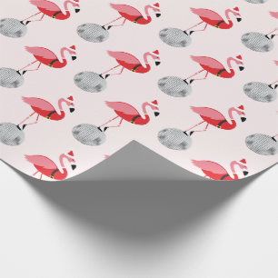 Papel De Presente Papais noeis de esferas cor-de-rosa Flamingo Natal