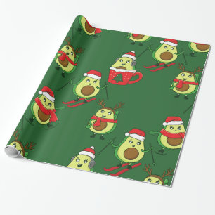 Papel De Presente papais noeis de esqui feios de abacate de natal