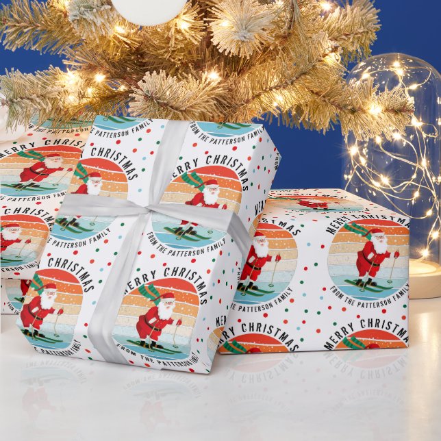 Papel De Presente Papais noeis de Esqui Sunset de Natal Personalizad (Feriados)