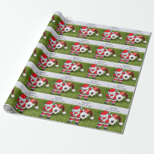 Papel De Presente Papais noeis de futebol de Natal Dabbing Holids