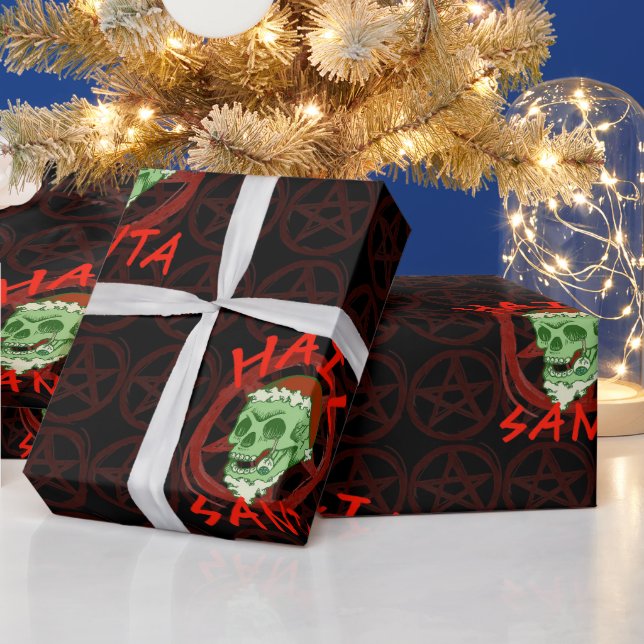 Papel De Presente Papais noeis de granizo - Caveira Rocker Zombie Ha (Feriados)