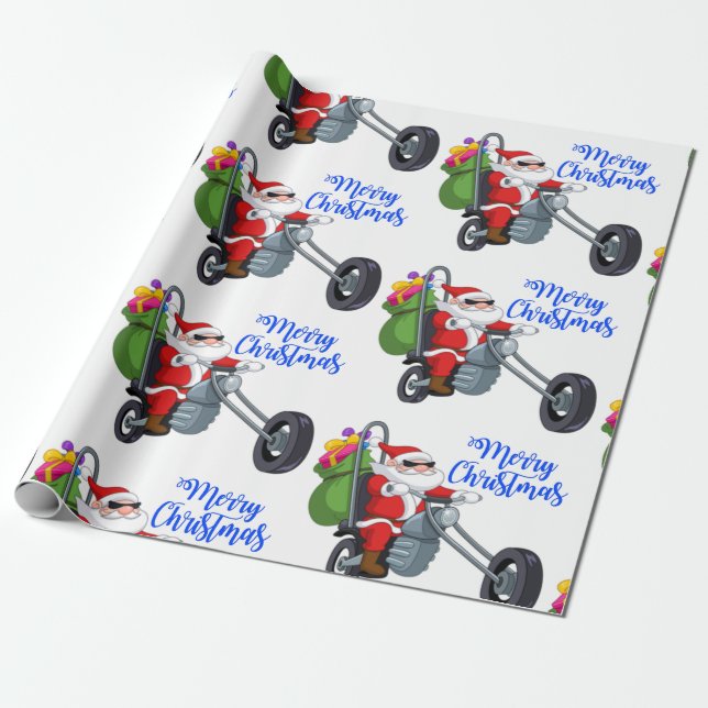 Papel De Presente papais noeis de motocicletas de Natal (Desenrolado)