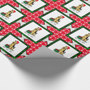 Papel De Presente Papais noeis de Natal Airedale Terrier HO HO Cute
