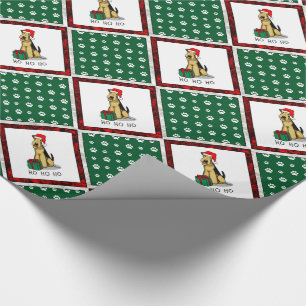 Papel De Presente Papais noeis de Natal Airedale Terrier HO HO Cute
