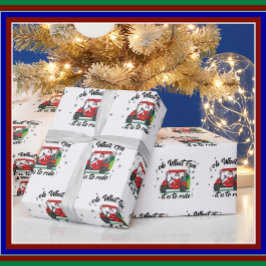 Papel De Presente Papais noeis de Natal Andando Carrinho de Golfe