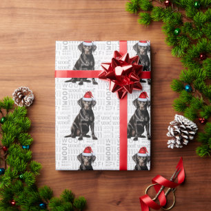 Papel De Presente Papais noeis de Natal Black Labrador Holiday Dog