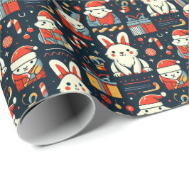 Papel De Presente Papais noeis de Natal Bunnies Cores da bandeira ro