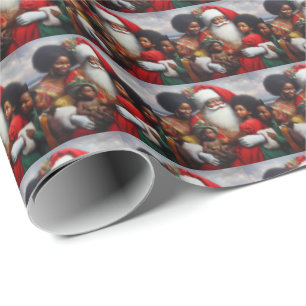 Papel De Presente Papais noeis de Natal com Crianças 7