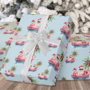 Papel De Presente Papais noeis de Natal de praia